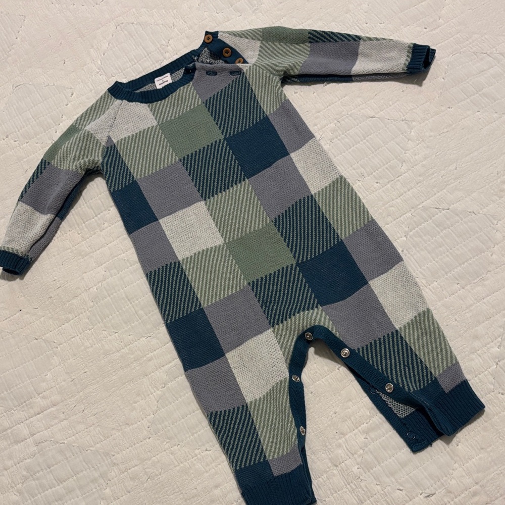 Nordstrom Baby Checkered Bodysuit in Blue and Green